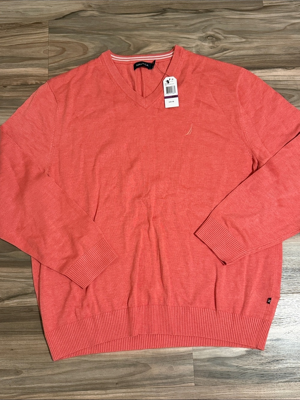 Nautica Sweater Men’s Sz. 2XL Red Heather V-Neck Stretch Cotton Blend NWT